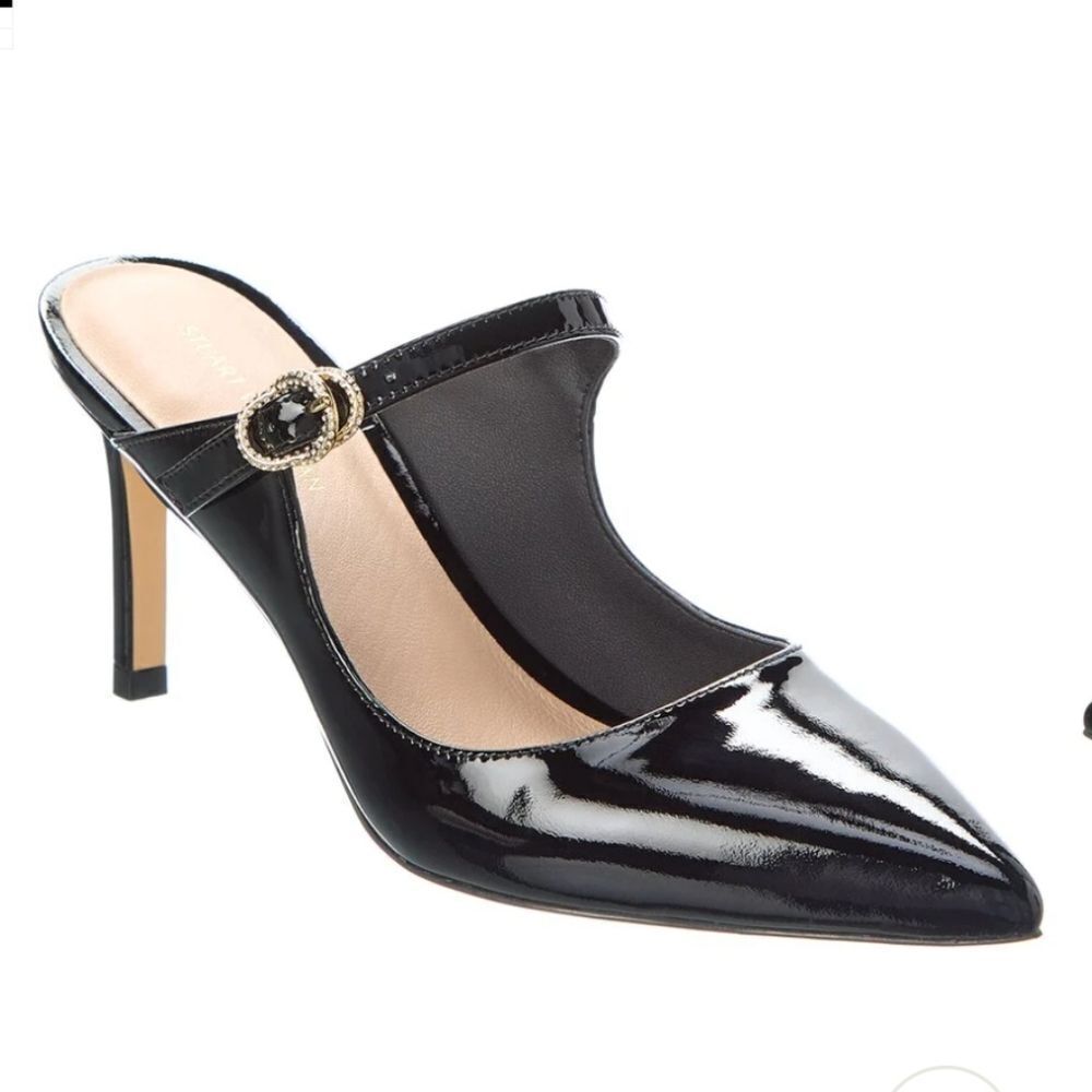 BRAND NEW STUART WEITZMAN CRYSTAL BUCKLE 75 PATENT MULE G1